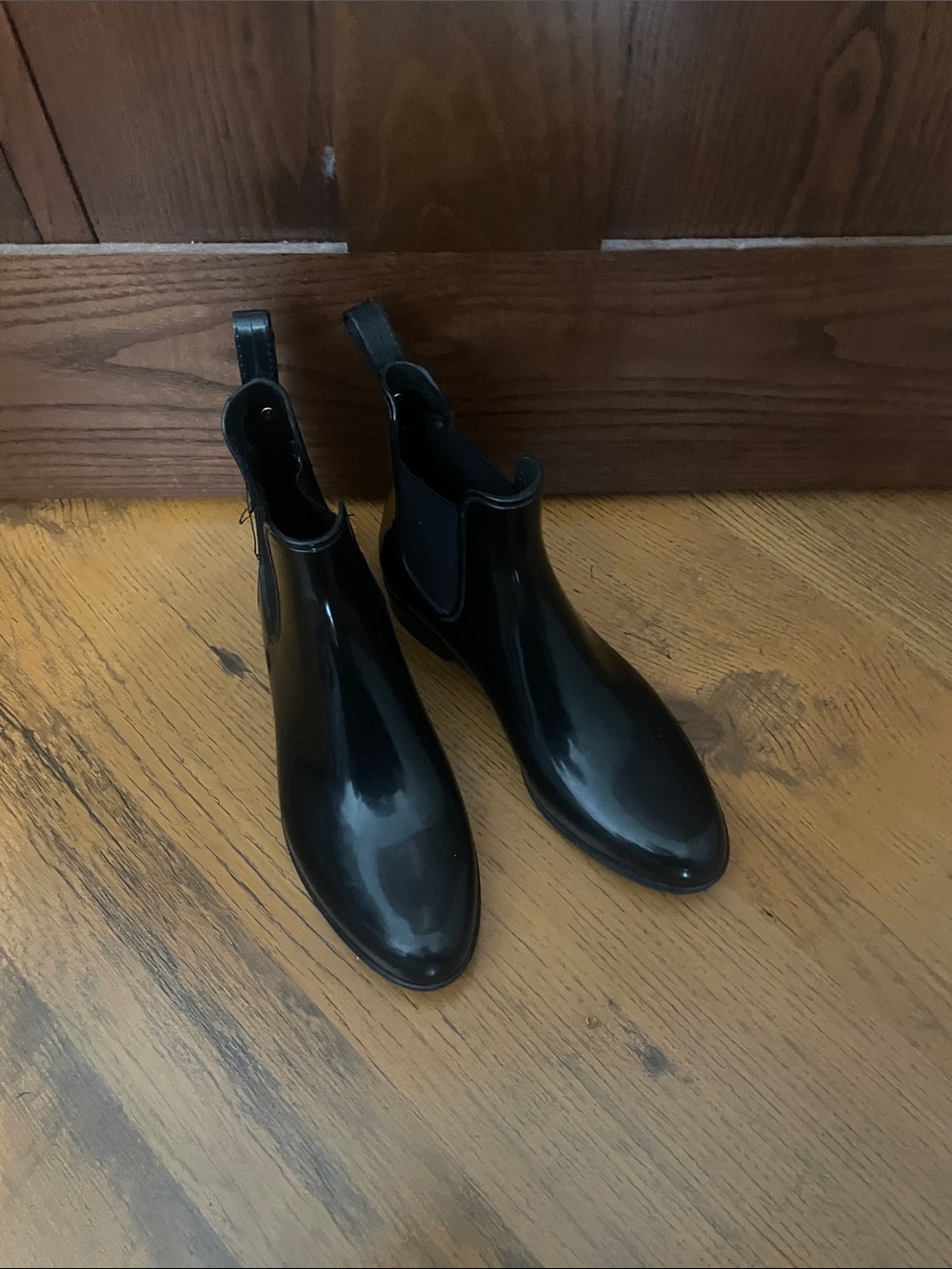 Sam Edelman Black Chelsea Rain Boots - Sleek Gloss Finish